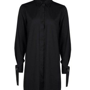 Bohoo Adelheid Tie Sleeve Shirt Dress Black 12 New
